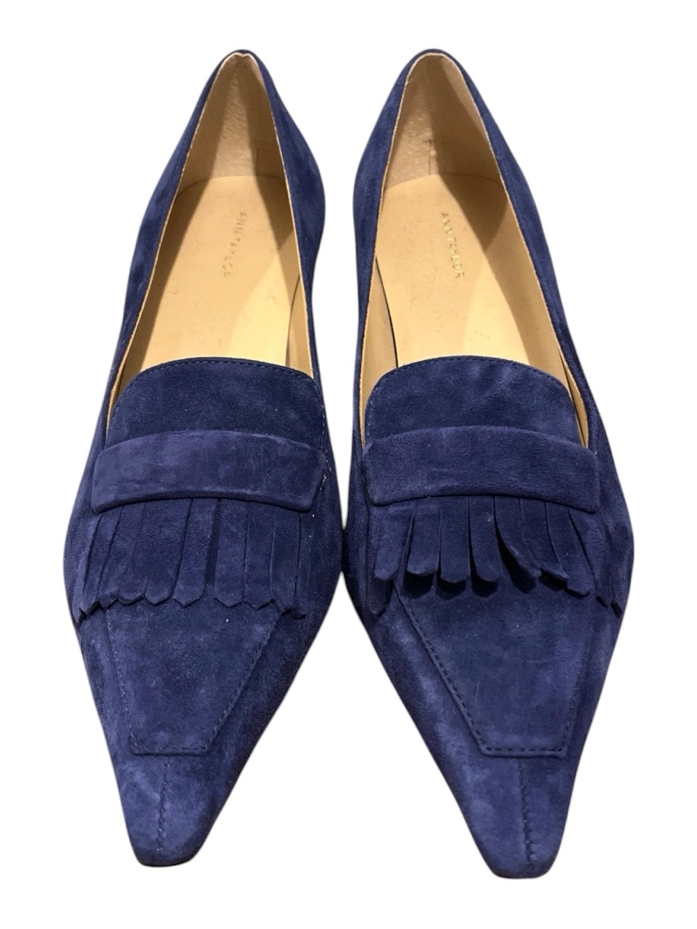 Ann Taylor Blue Suede Pointed kitten heels sz 8M